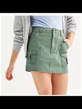 SO Navy Green Cargo Mini Skirt
